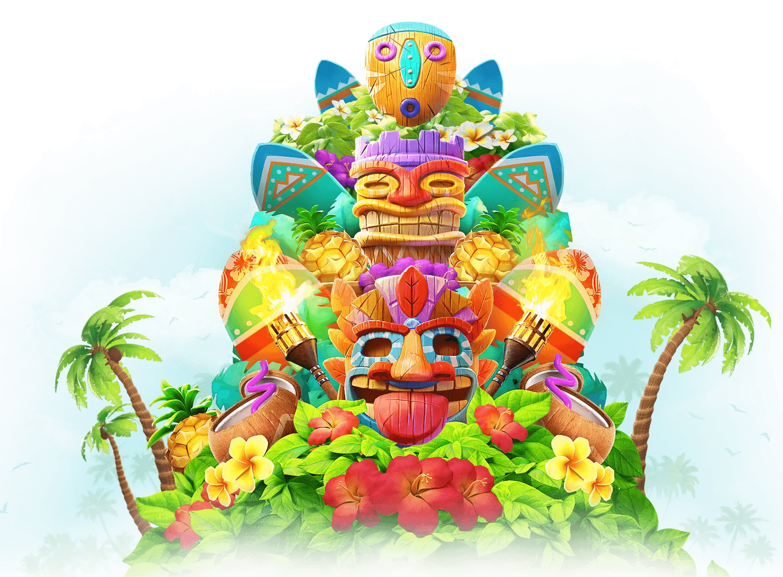 Hawaiian Tiki เกมสล็อต PG แตกง่าย RTP 96.76%
